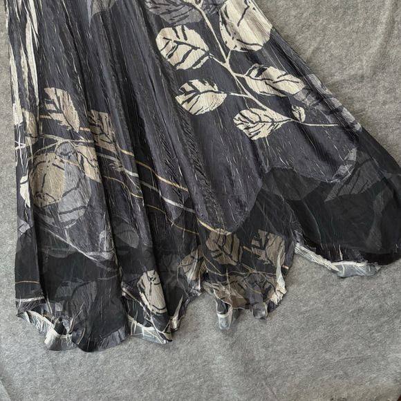 Komarov Sleeveless Dress Womens XL Black Silver Charmeuse Chiffon Fit‎ Flare - Picture 3 of 8